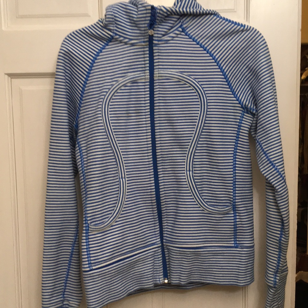blue and white striped Scuba hoodie